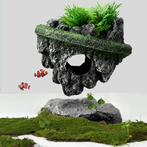 Suspended Island Fish Tank Decorative